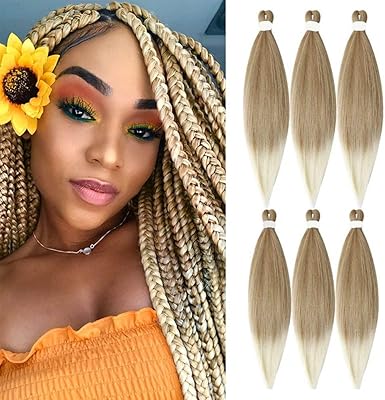Goodern 6 paquets de cheveux tressés pré-étirés, mélange de cheveux tressés colorés, extensions