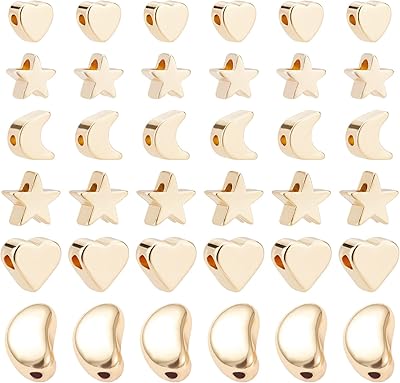 Penecrete 48 pièces de perles en vrac à motif d'étoile, de lune