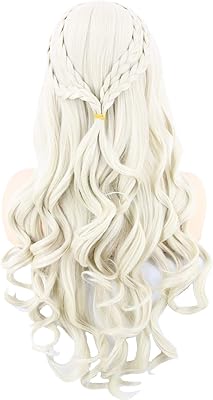 Perruque longue blonde bouclée pour femme daenerys targaryen khaleesi pour cosplay et halloween