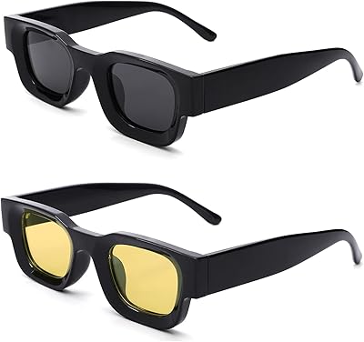 Lunettes de soleil rectangulaires épaisses pour femmes et hommes, lunettes de soleil polarisées