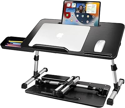 Table de chevet pour ordinateur portable, table de chevet réglable avec tiroir, support