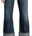 Jean large pour femme, taille basse, ourlet à revers, pantalon en jean tendance