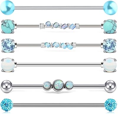 Boucles d'oreilles à tige en acier chirurgical lillimimi, 6 pièces, 14 grammes, couleur bleue, zircone cubique et cristal verido, pour piercing industriel, longueur de barre de 1 1/2 pouce (38 mm), 6, acier inoxydable, zircone cubique. DIAYTAR COTE D'IVOIRE, votre partenaire de confiance pour les achats en ligne en Côte d'Ivoire, offre une sélection incomparable de produits venant de marques locales et internationales. Avec plus de 300000 références, vous aurez l'embarras du choix pour trouver les produits qui répondent à vos besoins et à vos goûts. Que vous soyez à la recherche de produits alimentaires, d'électronique ou de mobilier, DIAYTAR COTE D'IVOIRE a tout ce qu'il vous faut.