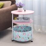 Table d'appoint table d'appoint pliante en métal basse ronde avec panier en tissu