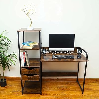 Bureau d'ordinateur à 4 niveaux yatai avec étagères de rangement et 2 tiroirs - table d'étude avec étagère, table d'ordinateur pour poste de travail à domicile - organisateur de bureau en bois, support de moniteur de table de jeu. Avec plus de 300000 références disponibles, DIAYTAR COTE D'IVOIRE est la plus grande boutique en ligne de Cote d'Ivoire, offrant une large sélection de produits pour les hommes, les femmes et les enfants. Nous nous efforçons de vous offrir les meilleures marques et les meilleurs prix.