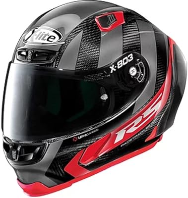 Casque de moto nolan x-803 rs 56 ultra carbon - noir/rouge (taille m)