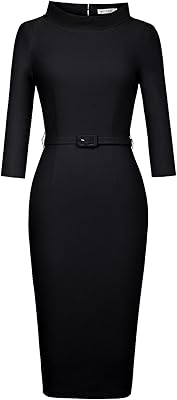 Robe de soirée cocktail moxen élégante à manches 3/4 pour femme des années