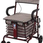 Chariot de courses portable pour personnes âgées, 4 roues pliantes avec frein, durable