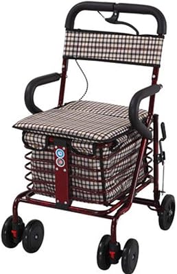 Chariot de courses portable pour personnes âgées, 4 roues pliantes avec frein, durable