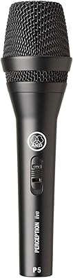 Akg p5s microphone vocal dynamique haute performance avec interrupteur marche-arrêt (pack de 1)