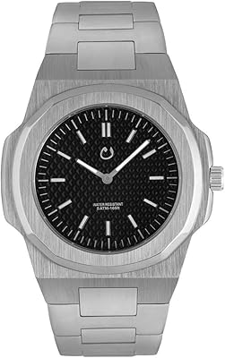 Montre noon monterey silver pour unisexe avec bracelet en acier inoxydable et bracelet