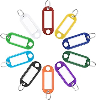 Unilife 40 pièces étiquettes à clés en plastique solide avec fenêtre d'étiquette ronde