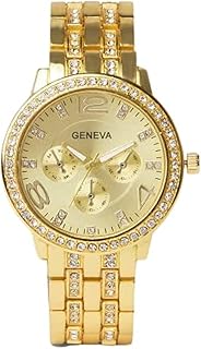 Montre analogique genève pour femme résistante à l'eau en acier inoxydable, taille 37