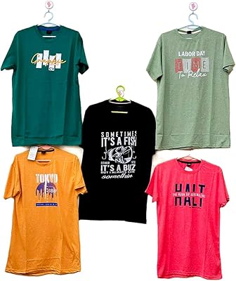 5 pièces de t-shirt en coton multicolore de différentes formes. DIAYTAR COTE D'IVOIRE est une boutique en ligne qui propose une expérience d'achat unique et personnalisée. Les clients peuvent parcourir les différentes catégories de produits, trouver des offres spéciales et bénéficier d'un service client de qualité.