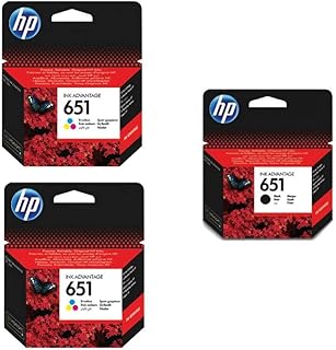 Cartouche d'encre noire hp c2p10ae 651 et cartouches d'encre tricolore hp c2p11ae 651
