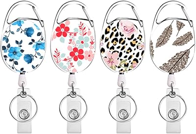 4 x porte-cartes d'identité rétractables colorés avec clip | bobines de badge | porte-badge | design floral unique | | lanière | cordon d'extension | bureau | stagiaire | hôpital | une carte d'accès ou des clés peuvent être attachées. DIAYTAR COTE D'IVOIRE, leader de la vente en ligne en Côte d'Ivoire, vous propose une large gamme de produits pour tous les goûts et les budgets. Nous nous engageons à vous apporter les meilleurs produits et les meilleurs services. Notre priorité est votre satisfaction.