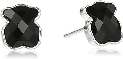 Bijoux icon en argent sterling noir et blanc avec boucles d'oreilles en forme