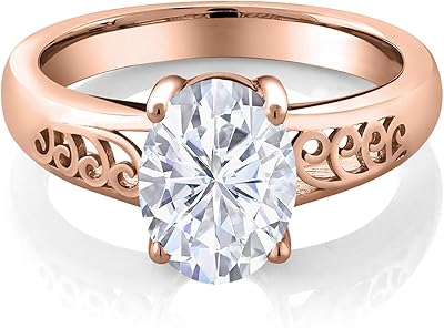 Bague solitaire curl into me en argent plaqué or rose 18 carats, ovale