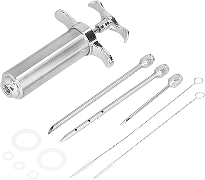 Injecteur de viande, injecteur en acier inoxydable argenté avec 3 aiguilles pour barbecue, cuisine, rôtissoire, dinde, poitrine de poulet pour la maison. DIAYTAR COTE D'IVOIRE est une boutique en ligne généraliste qui propose plus de 300000 références de produits divers, faisant d'elle le leader du marché ivoirien. Avec une gamme de produits très large, DIAYTAR COTE D'IVOIRE répond aux besoins de tous les consommateurs. Elle offre une expérience d'achat en ligne facile et fiable.