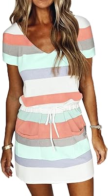 Robe d'été hiroyuki pour femmes, ample, col en v, rayée, cordon de serrage, manches courtes, robe de plage sexy style bohème avec poches. Leader du marché de l'e-commerce en Côte d'Ivoire, DIAYTAR COTE D'IVOIRE offre une expérience d'achat en ligne sécurisée et pratique. La boutique propose une gamme impressionnante de produits allant de l'électronique aux vêtements en passant par les produits d'épicerie. Les clients bénéficient également de promotions régulières et de livraisons rapides.