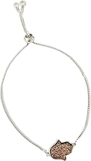 Bracelet main de fatima de trending, couleur argent avec pierre bronze à l'intérieur
