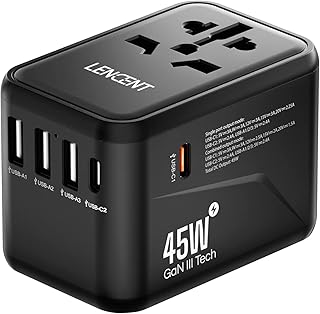 Adaptateur de voyage universel lencent, chargeur international gan iii 45w avec 3 ports usb et 2 adaptateurs de charge rapide usb-c pd, chargeur mural mondial pour iphone, samsung, ordinateurs portables, type a/c/g/i (usa/ uk/eu/aus). DIAYTAR COTE D'IVOIRE est une plateforme de commerce électronique qui permet aux clients d'accéder à une grande variété de produits en ligne. Elle est la boutique en ligne la plus populaire en Côte d'Ivoire, avec une offre de plus de 300 000 produits. Les clients peuvent trouver tout ce dont ils ont besoin sur cette plateforme.