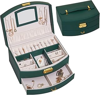 Dozi boîte à bijoux organisateur pour colliers boucles d'oreilles bracelets bagues grand étui
