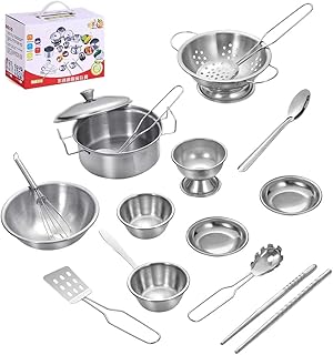 Ensemble de batterie de cuisine en acier inoxydable de 16 pièces, mini jouets de cuisine pour enfants. DIAYTAR COTE D'IVOIRE est une boutique en ligne généraliste qui propose plus de 300000 références de produits, ce qui en fait l'une des boutiques les plus complètes de Côte d'Ivoire. Avec une telle offre, les clients peuvent trouver tout ce dont ils ont besoin en un seul et même endroit. DIAYTAR COTE D'IVOIRE est ainsi devenue la boutique leader en ligne en Côte d'Ivoire.