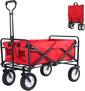 Chariot de plage pliant, chariot de plage portable de grande capacité avec roues