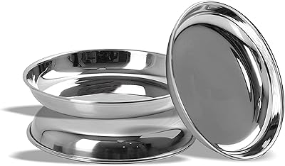 Assiettes plates blackstone en acier inoxydable, ensemble de 3 bols à riz