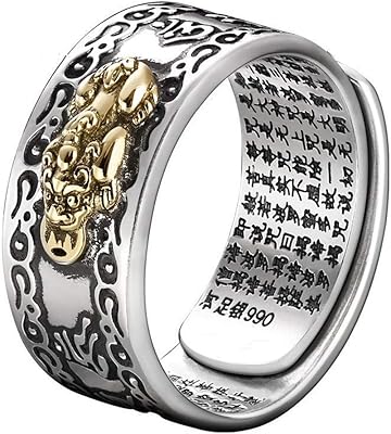 Jajafook 990 argent sterling feng shui pixiu mani amulette chance richesse bouddhiste bijoux