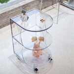 Table d'appoint en acrylique, 37 x 41 x 61 cm, chariot triple cristal