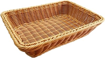 Corbeille à fruits rectangulaire en rotin et osier tissé, paniers de rangement