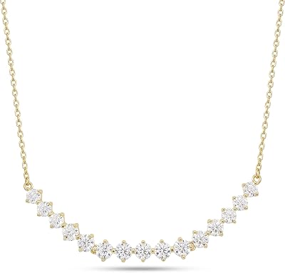 Collier plastron en diamant moissanite créé en laboratoire, taille ronde de 3 1/5