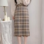 Jupe trapèze taille haute à carreaux pour femmes, jupe mi-longue courte et élégante
