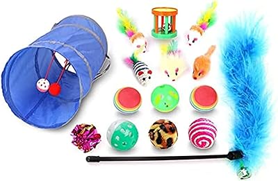 Un ensemble de divers jouets pour chats interactifs un tunnel pour chat