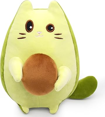 Oreiller en peluche d'avocat leoquain, jouet en peluche de chat d'avocat vert mignon