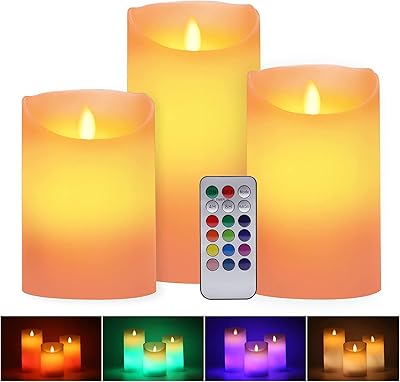 Bougies led sans flamme, paquet de 3 bougies piliers luxonic blanc chaud
