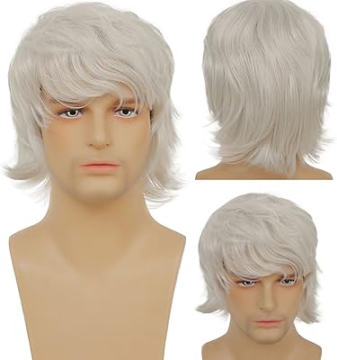 Perruque courte et moelleuse pour hommes wayage white, perruque d'halloween naturelle résistante à