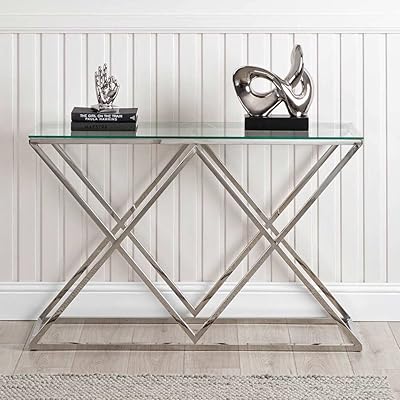 Table console moderne vanity living avec plateau en verre trempé, table d'entrée porto chromée avec cadre robuste en acier inoxydable, table d'entrée étroite pour le salon. Leader en Côte d'Ivoire, DIAYTAR COTE D'IVOIRE est la référence pour les achats en ligne sécurisés et fiables. Nous offrons une expérience shopping personnalisée pour nos clients avec des options de paiement flexibles et des livraisons rapides.