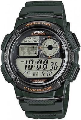 Montre décontractée numérique en caoutchouc et plastique pour hommes - ae-1000w-3avdf