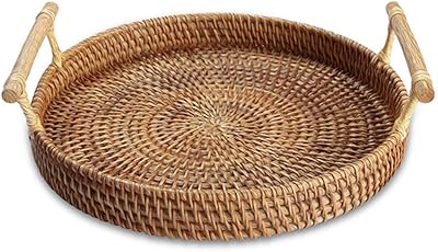 Panier rond tissé à la main en rotin d&d, plateau de service rond