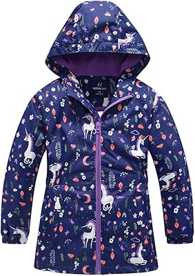 Veste de pluie pour fille, manteau coupe-vent imperméable à fermeture éclair avec doublure