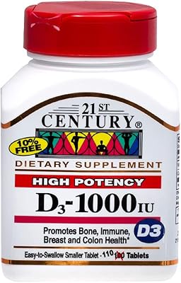Comprimés de vitamine d twenty one century pour unisexe - taille 110 comprimés
