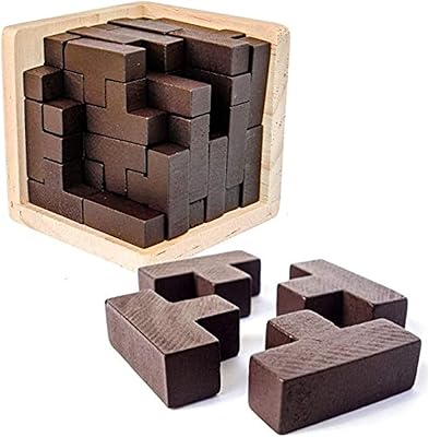 Cube de puzzle en bois stimulant le cerveau en forme de t, jouet