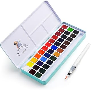Ensemble d'aquarelle meiliang, 36 couleurs vives dans une boîte de poche avec anneau