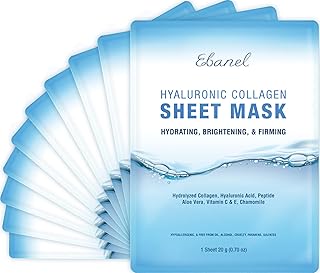 Pack de 10 masques faciaux coréens au collagène d'ebanel, masques d'hydratation instantanée à