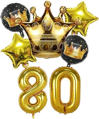 Party time - décorations d'anniversaire 80 ans pour hommes, garçons, femmes et filles, décorations d'anniversaire noires et dorées pour une fête d'anniversaire avec 1 ballon doré, couronne dorée et ballon en aluminium étoile. La boutique en ligne DIAYTAR COTE D'IVOIRE propose une sélection impressionnante de plus de 300000 références, allant des produits alimentaires aux articles de sport en passant par les accessoires de mode. Avec une politique de retour et d'échange claire, les clients peuvent acheter en toute confiance, sachant qu'ils sont protégés en cas de problèmes avec leur commande. Le site est régulièrement mis à jour avec de nouveaux produits pour toujours offrir le meilleur choix.