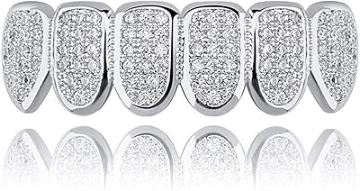 Ensemble de grille dentaire de luxe en zircone cubique entièrement incrusté de plaqué