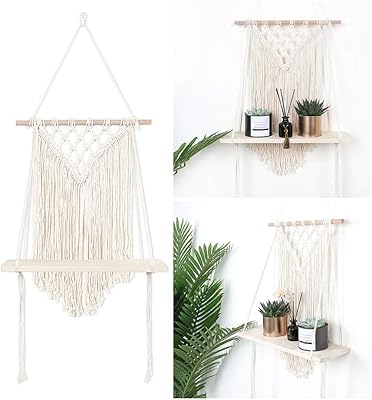 Support de jardinière suspendu en corde de coton en macramé helvety, support